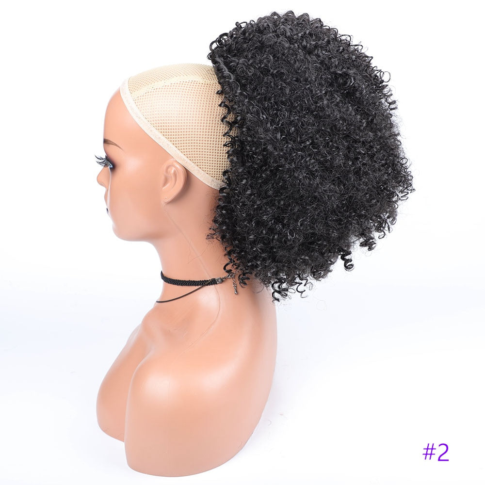Synthetic Long Afro Kinky Curly Ponytail Synthetic Drawstring Ponytail Clip-In Hair Extension For Women Natural Looking