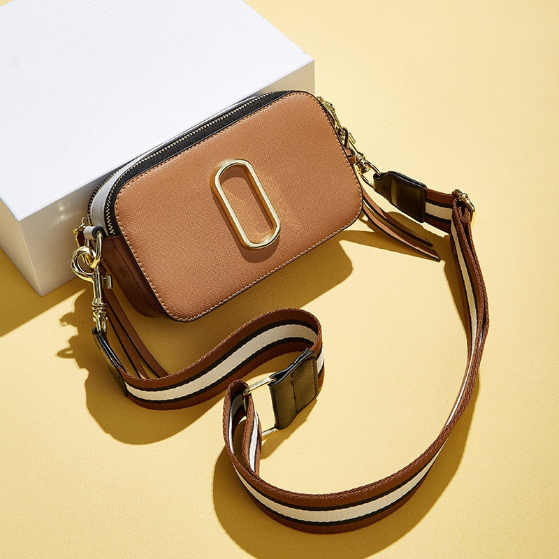 Diinovivo High Quality Square Bag For Women Crossbody Bag PU Leather Shoulder Bag Wide Strap Fashion Panelled Camera BagWHDV2411