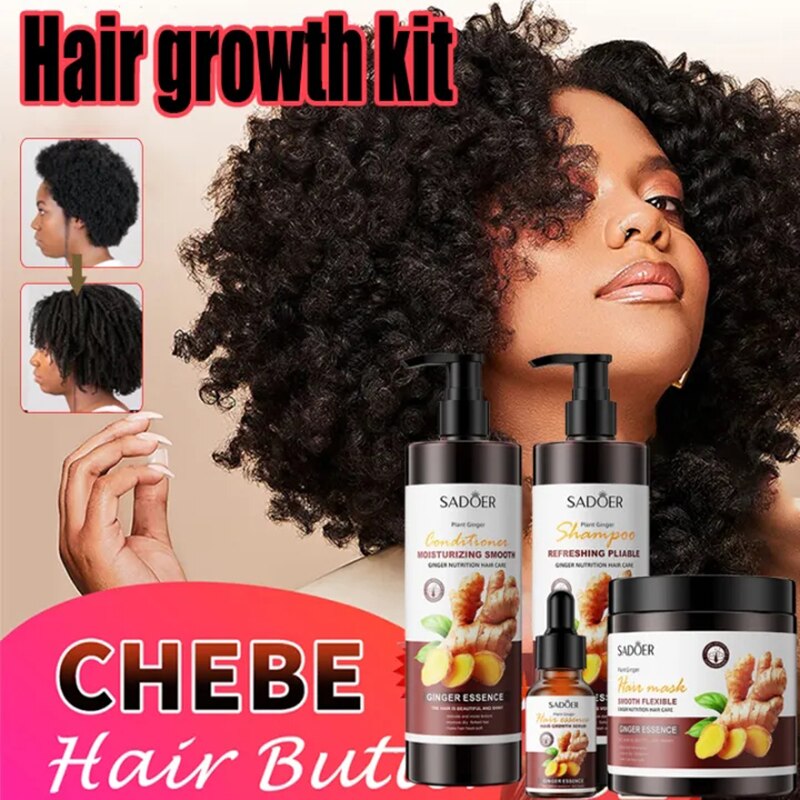 Ginger Hair Growth Products Shampoo Hair Mask Serum Set Anti Hair Loss Prevent Baldness Treatment Fast Growing Nourish Hair Care