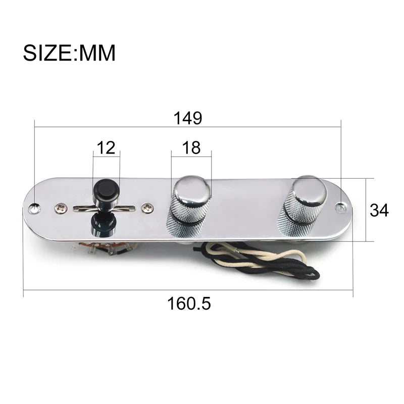 Blade Switch/500K Brass Shaft Pots Vintage Prewired Control Plate Harness for TL Electric Guitar with Waxed Cloth Wire