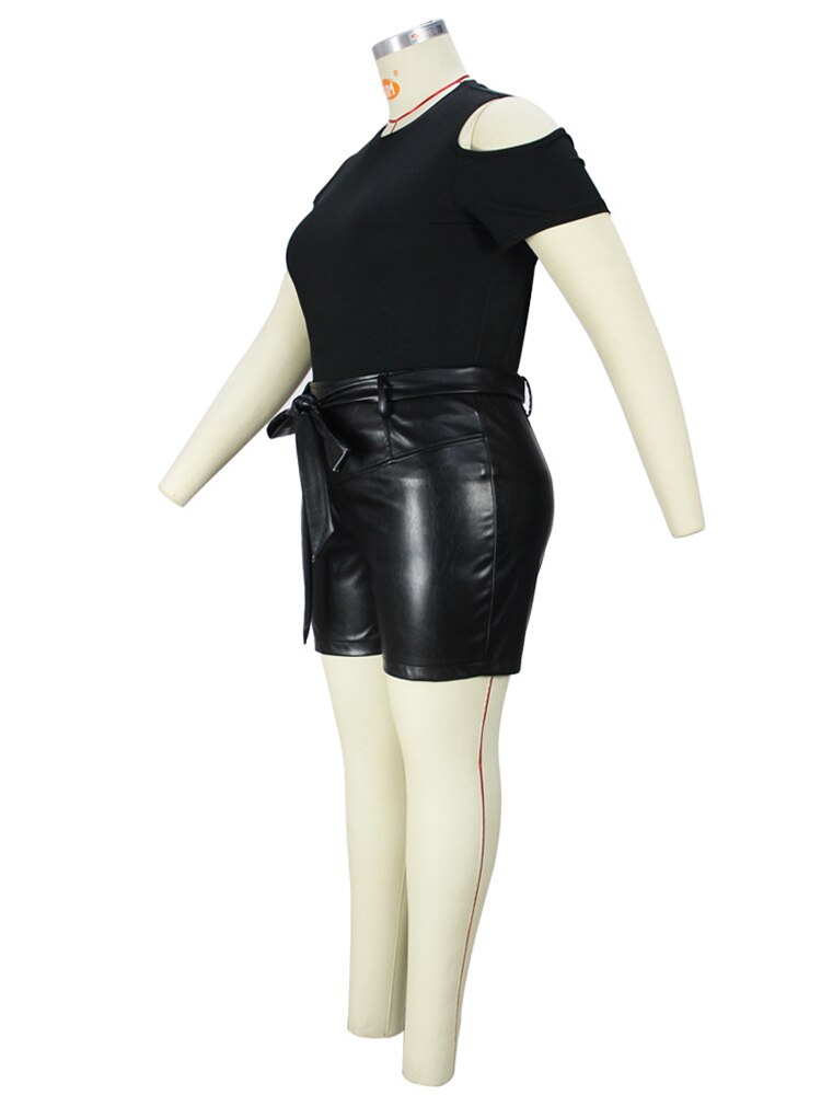 Summer Two Piece Sets Womens Outifits Off Shoulder Top and Shorts Set Leather Sexy Plus Size Suits Wholesale Bulk Dropshipping