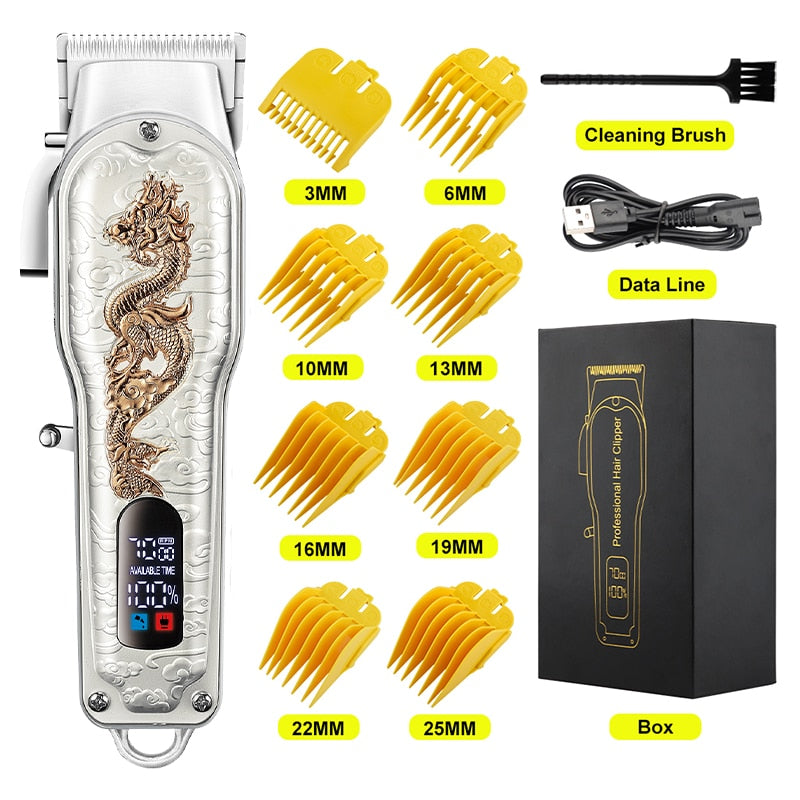 HIENA White Set Dragon Professional Hair Clipper Cordless Hair Trimmer For Men Shaver Hair Cutting Machine Barber Machin Beard