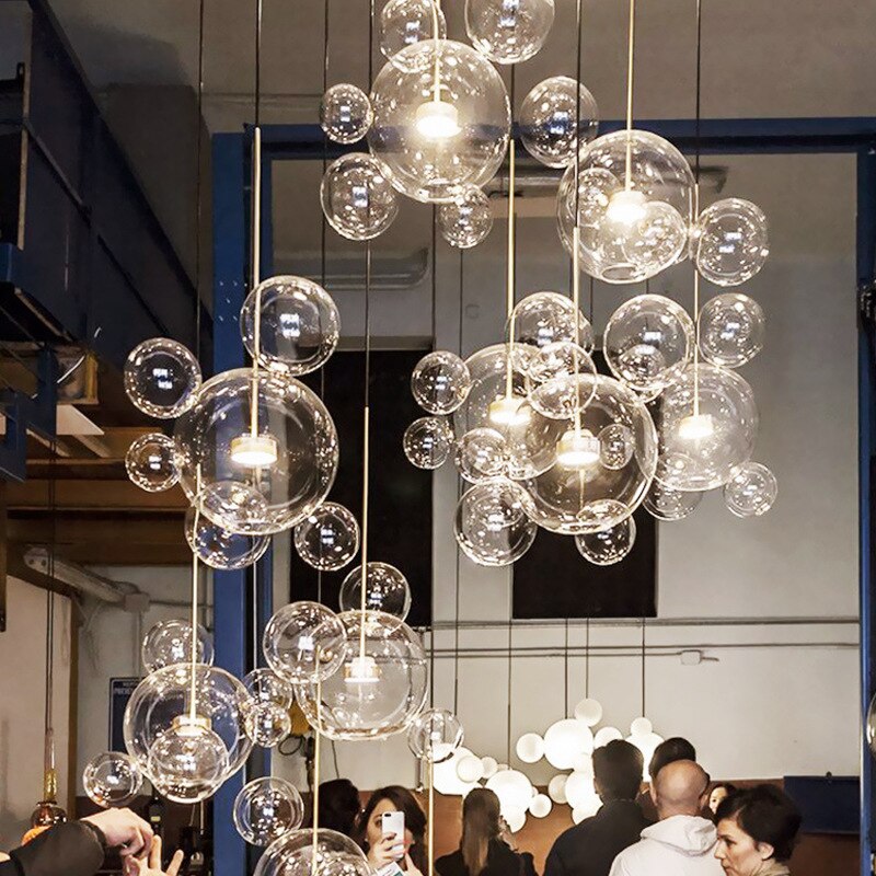 Modern Led Chandelier for Living Room Indoor Lighting Clear Frosted Glass Lampshade Kitchen Pendant Lamp Dining Room Home Decor