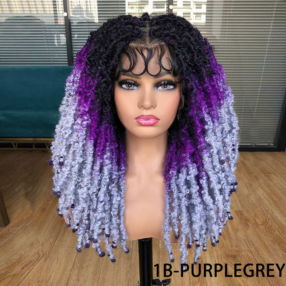 Blue Butterfly Locs Full Lace Braided Wigs For Women Crochet Hair Dreadlocks Meche Faux Locks Braids Extensions Synthetic Hair
