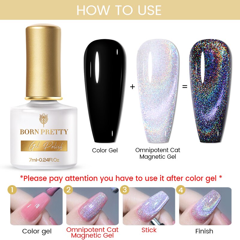 BORN PRETTY 10/12Pcs Gel Nail Polish Set 7ml Jelly Nude Gel &amp; Rainbow Cat Magnetic Gel Polish for Nail Art Design Base Top Coat