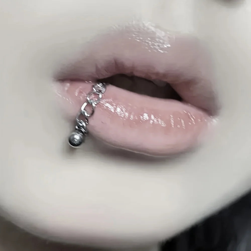 6pcs Punk Simple Style Stainless Steel Chain Lip Stud Detachable Cartilage Stud Earrings Body Piercing Jewelry For Men