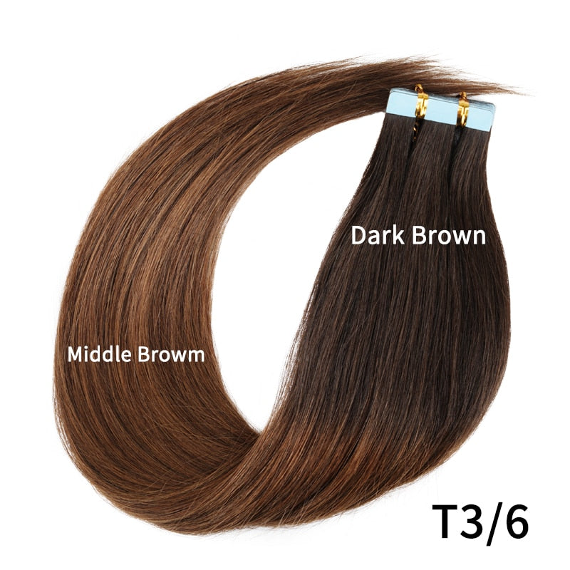 Veravicky Hair Tape In Hair Extensions Natural Human Hair Tiny Interface 4x0.8cm Skin Weft Remy 10pcs 16-24 inch For Thin Hair