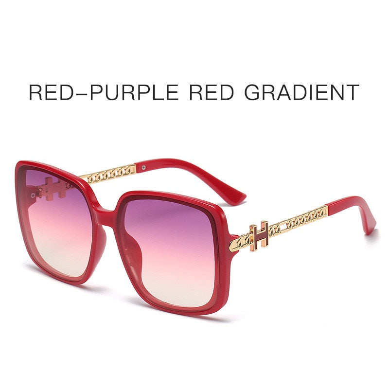 2022 new H fashion large frame personalized rivet European and American fashion sunglasses chain leg street photography face cov