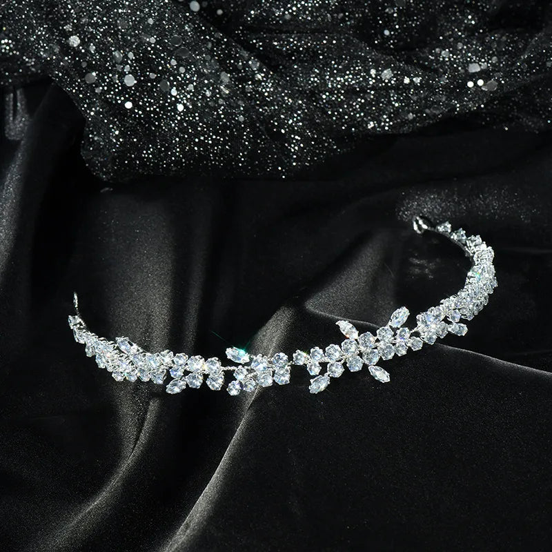 Luxury Bridal Headband Wedding Hair Pieces Zirconia CZ Bride Headpiece Tiaras Crowns 15 Years Girl Women Diadem Prom Headdress