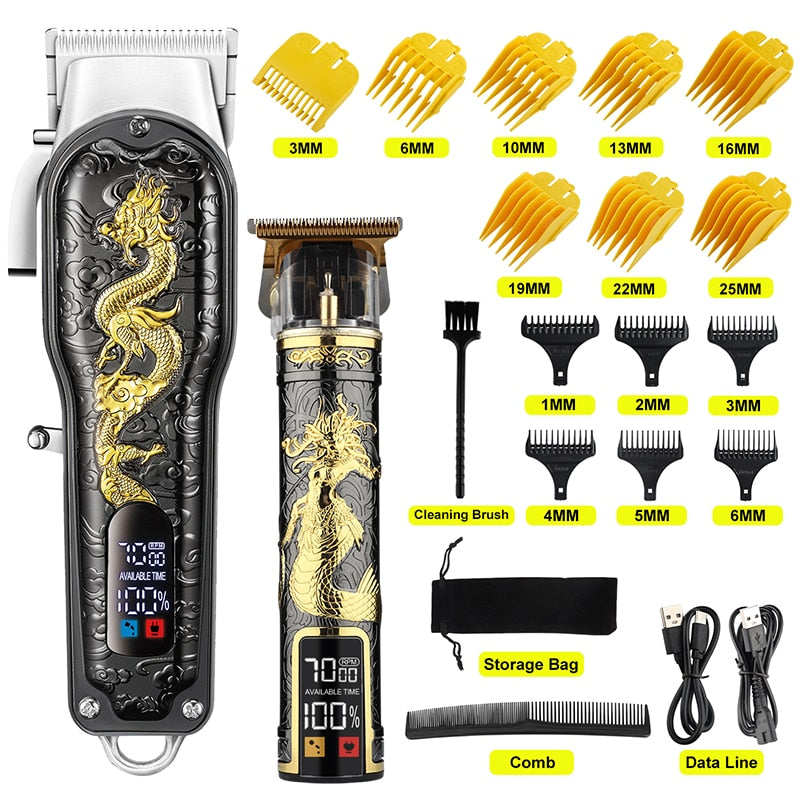 HIENA White Set Dragon Professional Hair Clipper Cordless Hair Trimmer For Men Shaver Hair Cutting Machine Barber Machin Beard