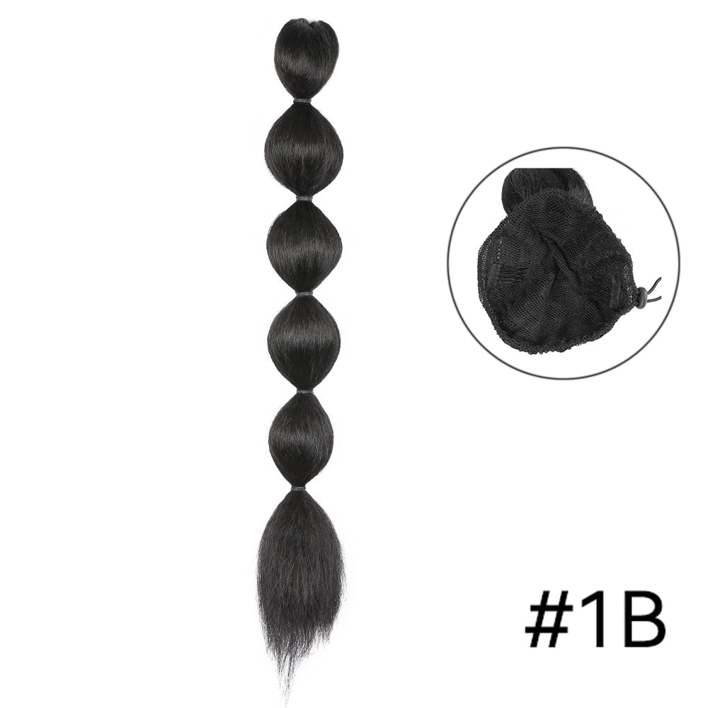 Kinky Straight Ponytail Syntehtic Bubble Ponytail Extensions 20Inch Long Drawstring Antern Bubble Pony Tail For Black Women