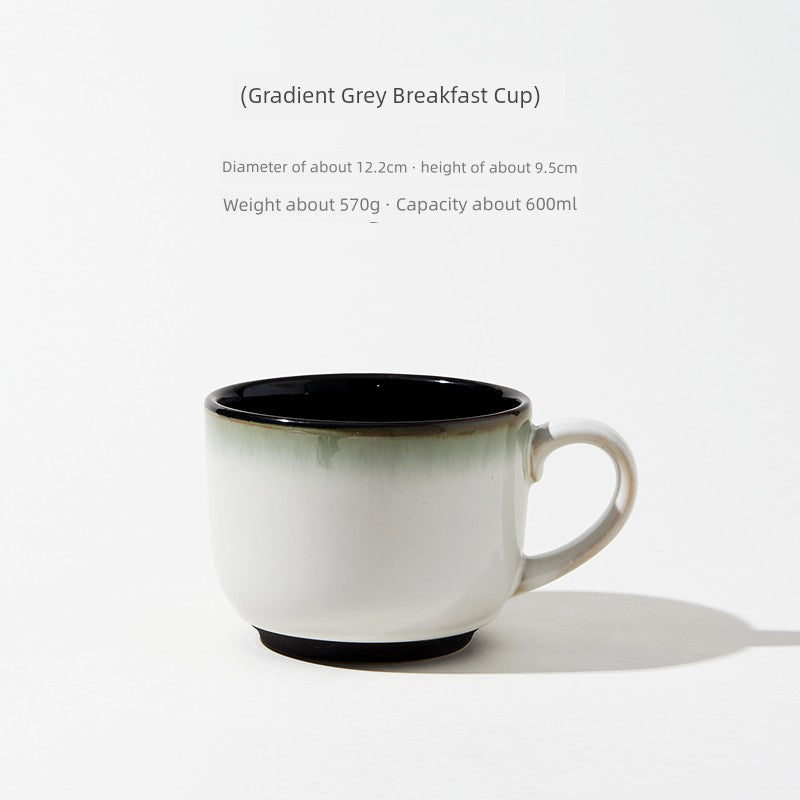 Big Belly Mug Milk Breakfast Cup Ceramic Water Cup Oatmeal Cup with Cover Spoon Microwaveable Household Girl