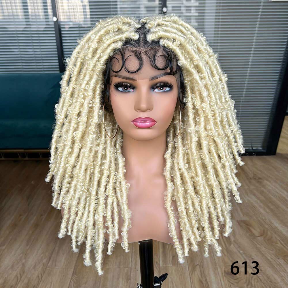 Blue Butterfly Locs Full Lace Braided Wigs For Women Crochet Hair Dreadlocks Meche Faux Locks Braids Extensions Synthetic Hair
