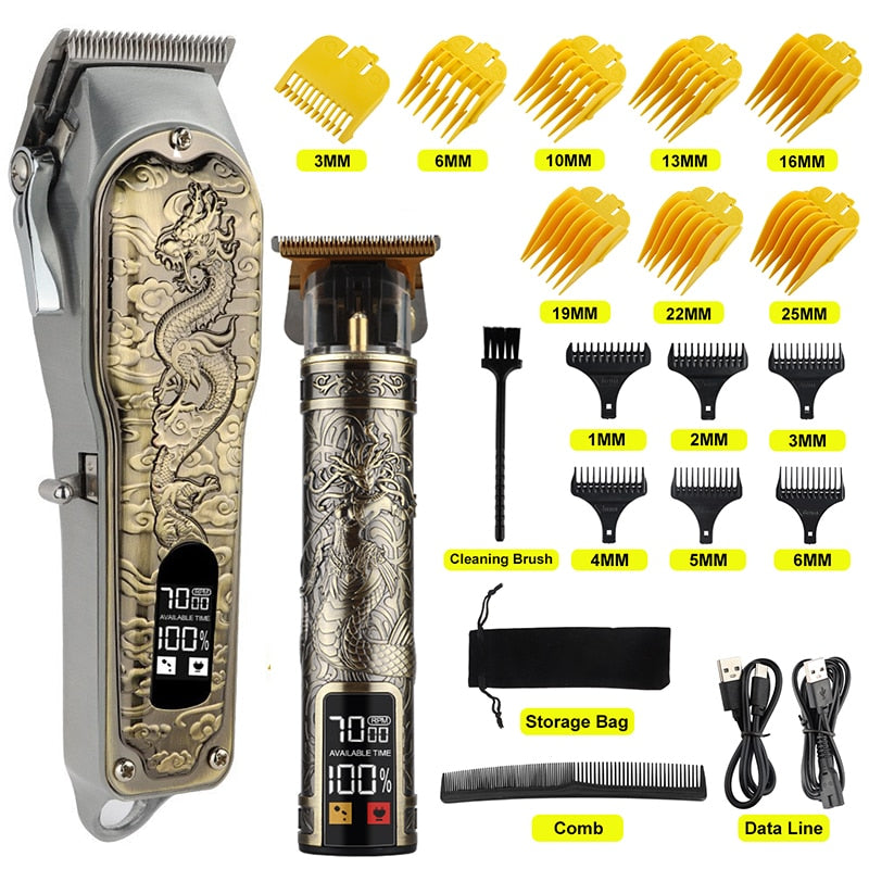 HIENA White Set Dragon Professional Hair Clipper Cordless Hair Trimmer For Men Shaver Hair Cutting Machine Barber Machin Beard