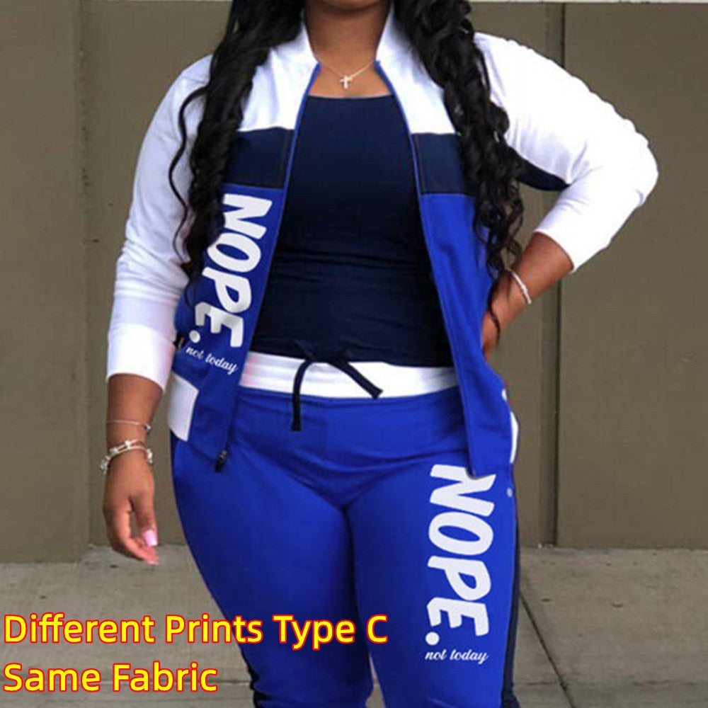 HLJ&amp;GG Casual Sporty Two Piece Sets Women Zipper Long Sleeve Top + Jogger Pants Tracksuits Spring PINK Letter Print 2pcs Outfits