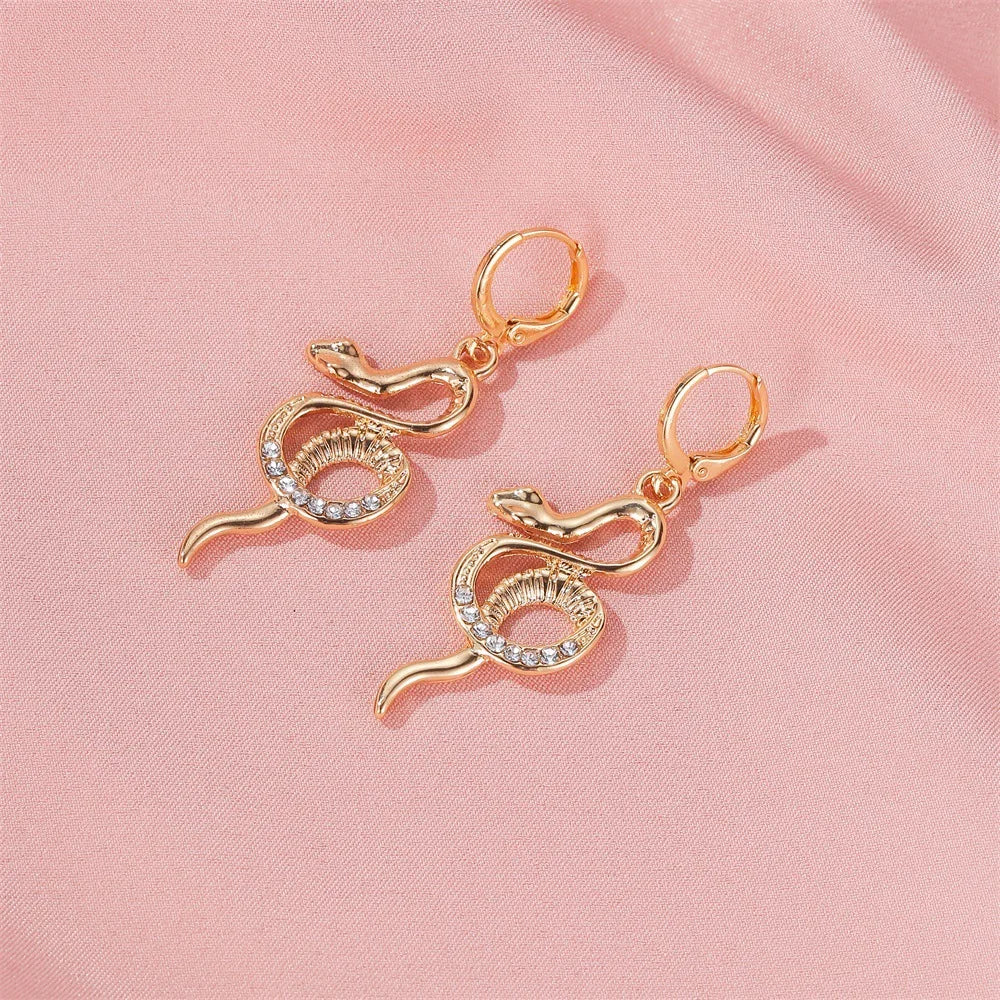 Silver Color Trendy Snake Animal Earrings Personality Creativity Daily Party Jewelry For Women Gifts