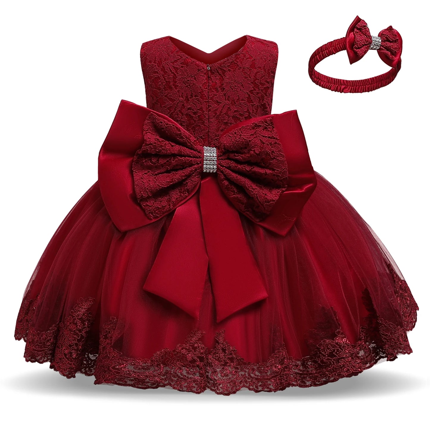 2023 Summer Sequin Big Bow Baby Girl Dress 1st Birthday Party Wedding Dress For Girl Palace Princess Evening Dresses Kid Clothes