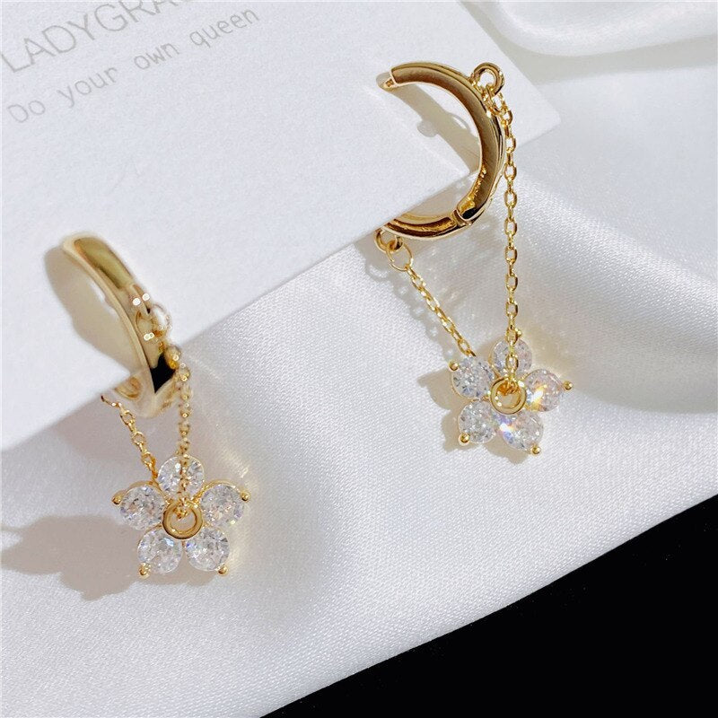 High Quality Cubic Zirconia Women Hoop Earrings Stylish Girl Accessories Party Daily Wearable Fashion Jewelry Gift