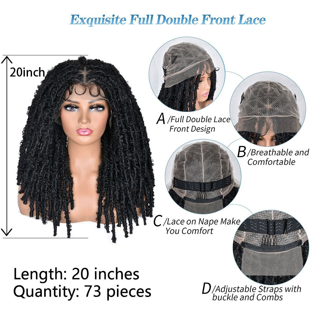 Blue Butterfly Locs Full Lace Braided Wigs For Women Crochet Hair Dreadlocks Meche Faux Locks Braids Extensions Synthetic Hair