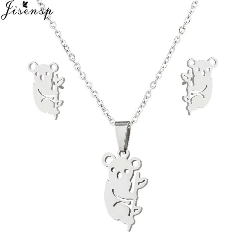 100% Cute Swallow Stainless Steel Pendents Necklaces for Women Small Lion Tiger Bee Snake Animal Earrings Stud Birthday Gifts