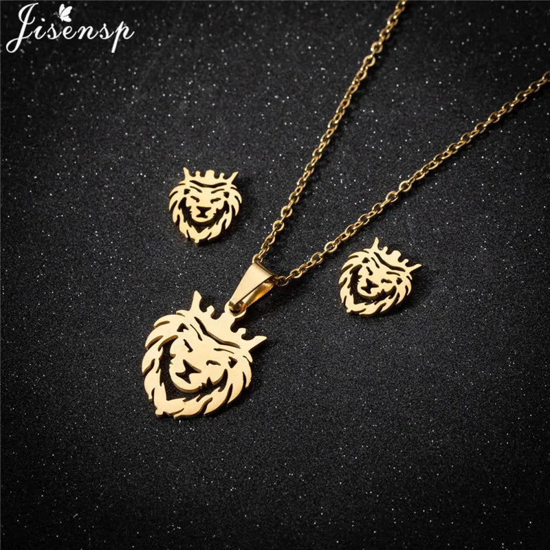 100% Cute Swallow Stainless Steel Pendents Necklaces for Women Small Lion Tiger Bee Snake Animal Earrings Stud Birthday Gifts