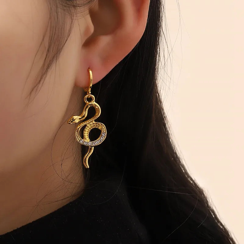 Silver Color Trendy Snake Animal Earrings Personality Creativity Daily Party Jewelry For Women Gifts