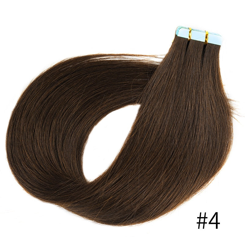 Veravicky Hair Tape In Hair Extensions Natural Human Hair Tiny Interface 4x0.8cm Skin Weft Remy 10pcs 16-24 inch For Thin Hair