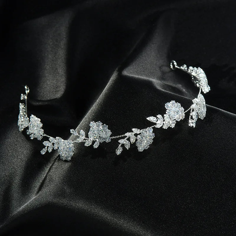 Luxury Bridal Headband Wedding Hair Pieces Zirconia CZ Bride Headpiece Tiaras Crowns 15 Years Girl Women Diadem Prom Headdress