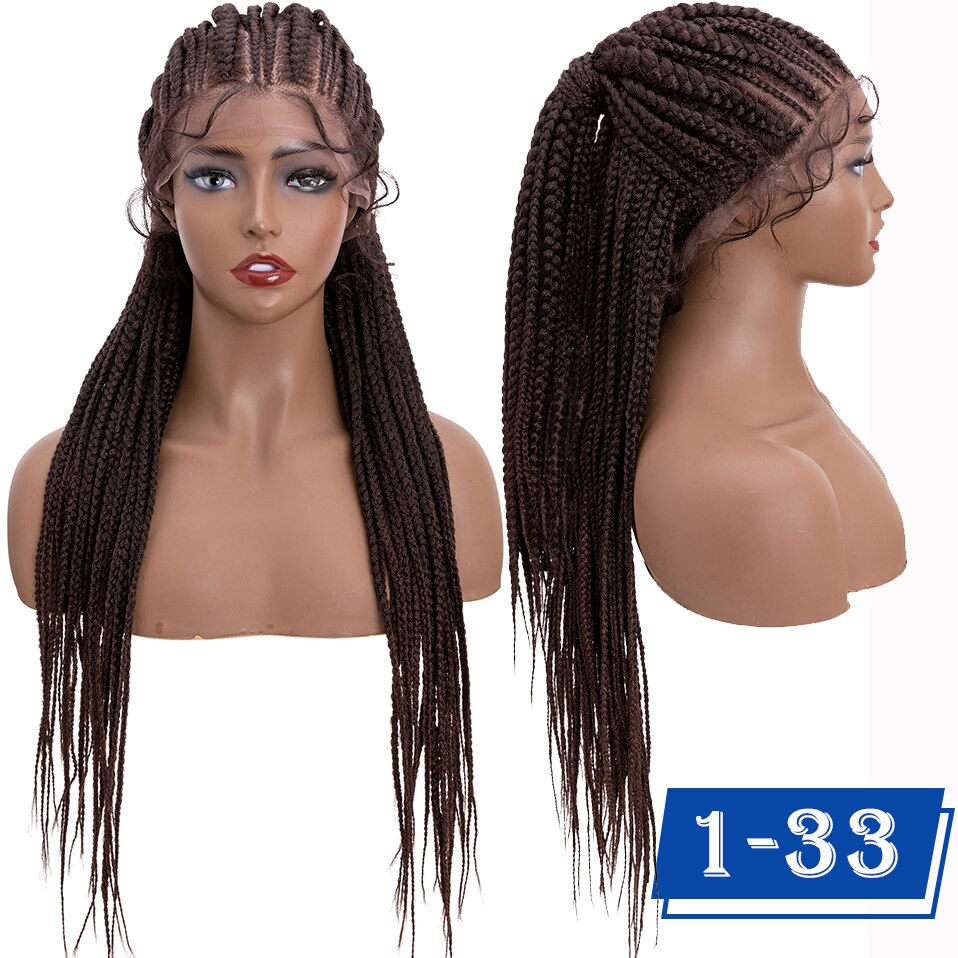 My-Lady Synthetic 25inch Braided Lace Front Wig Box Braids Wig With Baby Hair Tied Up Cornrow Braids Lace Wigs Frontal Afro Wig