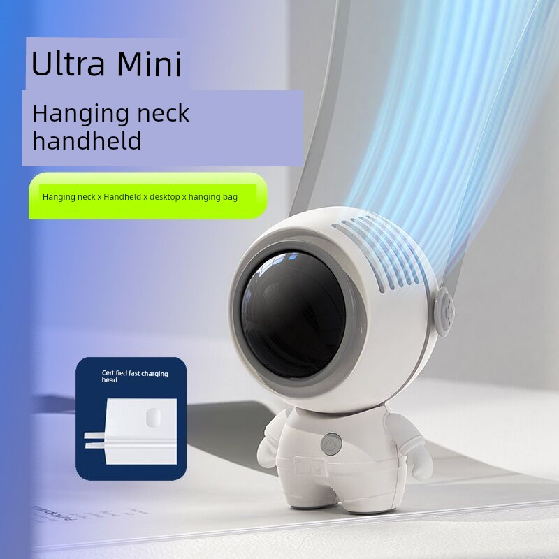 2023 New Style Little Fan Portable Portable Mute Office Desk Hanging Neck Desktop Student Mini USB Little Fan Charging Strong Head-Shaking Handheld Electric Pocket Turbine with Spray
