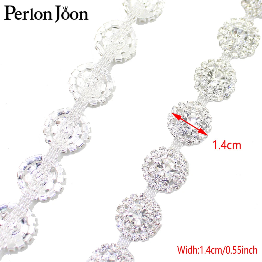 1 Yard 3D Crystal Blinking Rhinestone Trim Ribbon Gold Sliver Plated Metal Chain For Welding DIY Bag Shoes Accessories ML031