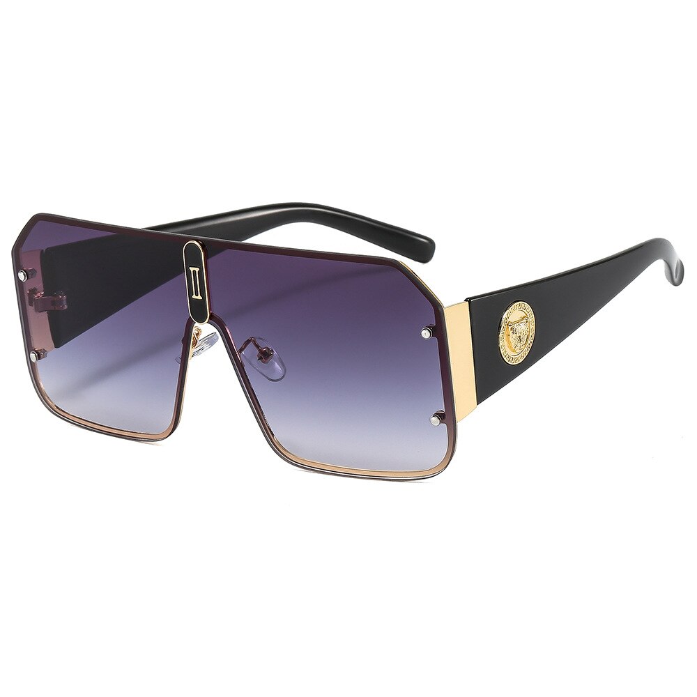 New personality leopard head one piece sunglasses fashion street shooting men and women sunglasses European and American big-nam