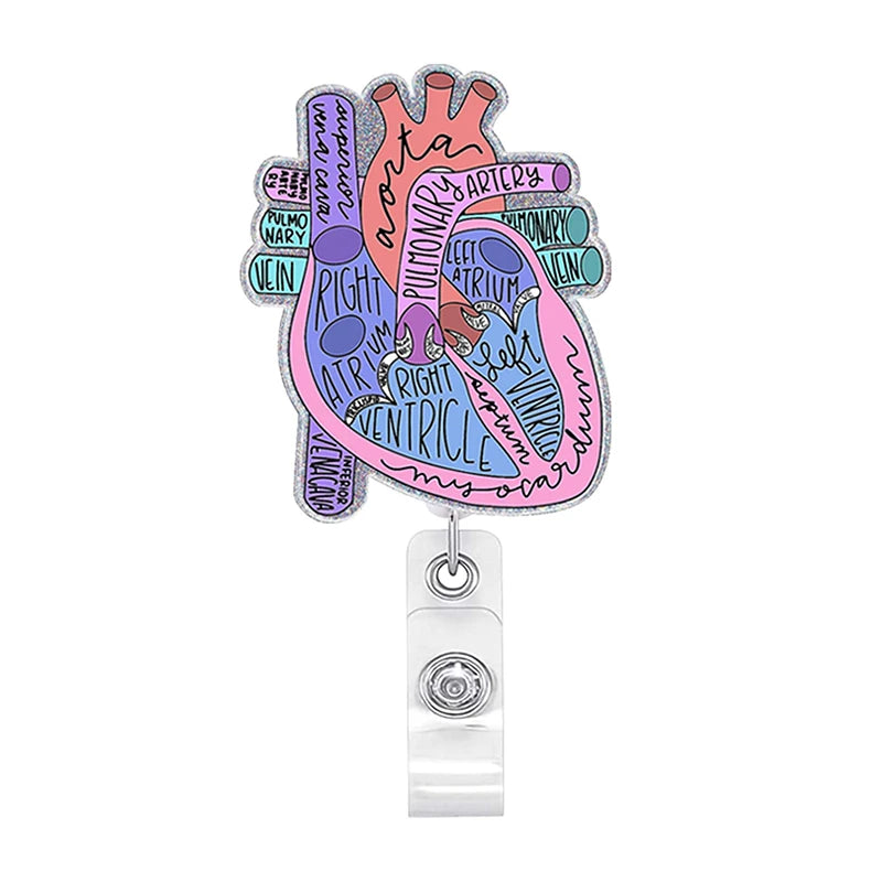 Acrylic Glitter Blood Bags Organ Retractable Badge Keychain Metal Clip Nurse Name ID Card Holder For Doctor Nurse Accessories
