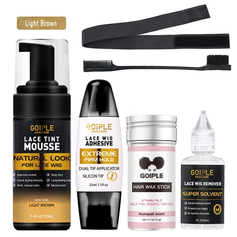 Lace Tint Mousse Color Dye Spray for Wig Front Toupee Waterproof Invisible Bond Adhesive Glue Edge Control Slick Hair Wax Stick