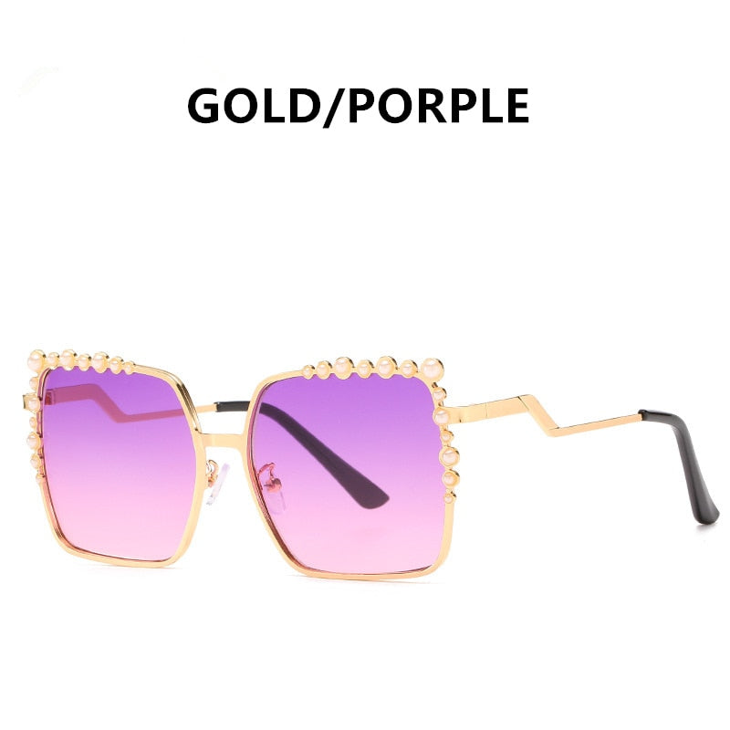 Oversized Square Sun Glasses Ladies 2021 New Luxury Pearl Sunglasses Women Brand Designer Fashion Shades Big Frame Oculos очки