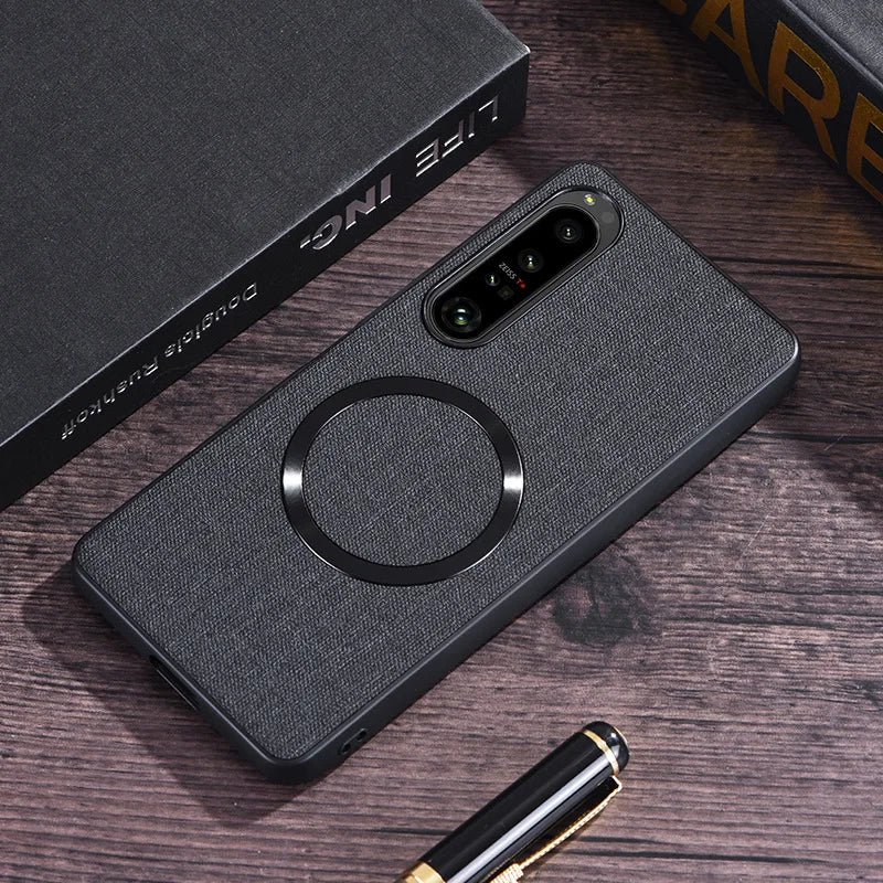 Luxury Fabric Cloth for Magsafe Case for Samsung Galaxy Z Fold 6 5 4 3 Magnetic Wireless Charging Ultra Slim Shockproof Cover