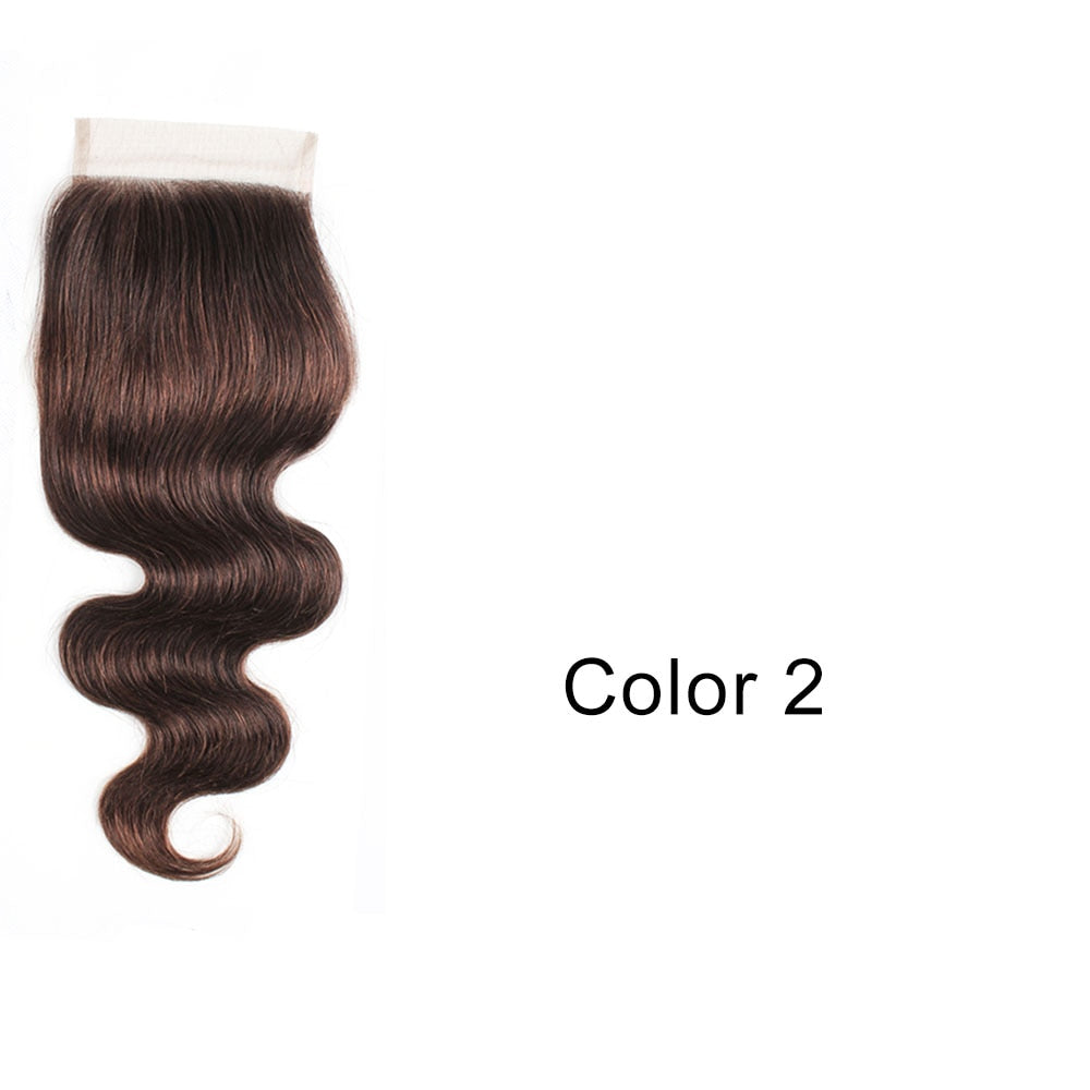 MOGUL HAIR Color 8 Ash Blonde Dark Brown Remy Human Hair Closure Indian Body Wave Hand Tied 4*4 Lace Closure Free Middle Part