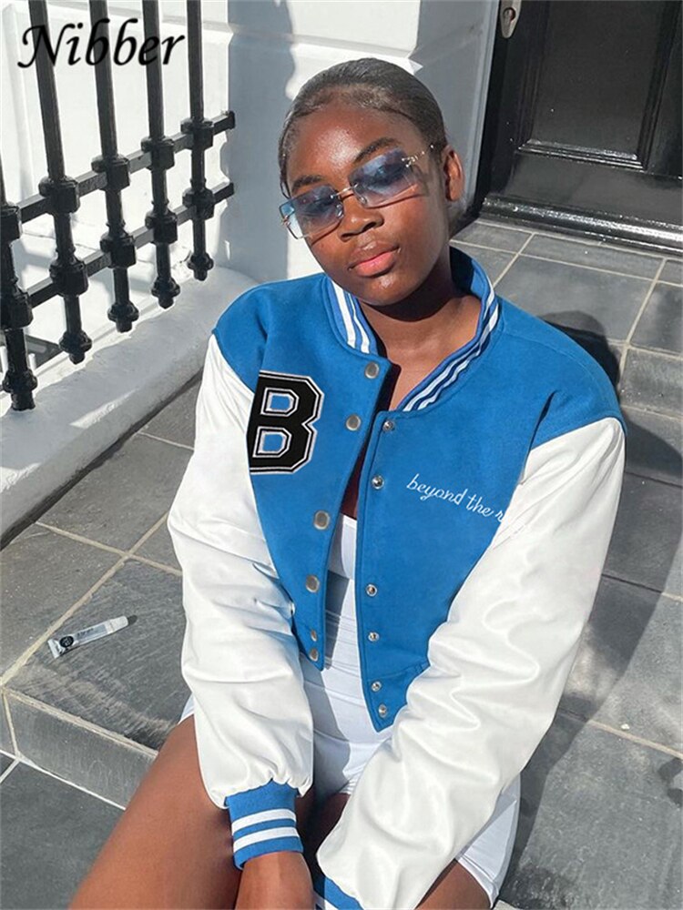 Nibber Fall Winter Baseball Uniform Jacket Letter Print Top 2022Street Casual Coat Cool Style Bomber jacket For Women's Clothing