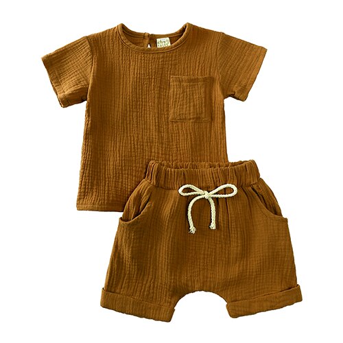 Summer Essential Baby Boys 2 Pieces Tracksuit Clothing Sets Toddler O-Neck Cotton Top T-Shirt+Shorts Suit For Girls Kids Outfits