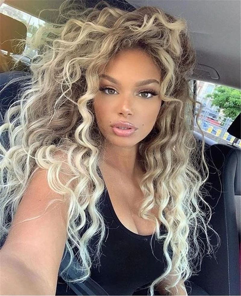 Women's Long Hair Wig Costume Party Wig Fashion Curly Wigs Blonde Ombre Synthetic Hair Long Curly Wavy Wigs Soft Natural Wigs