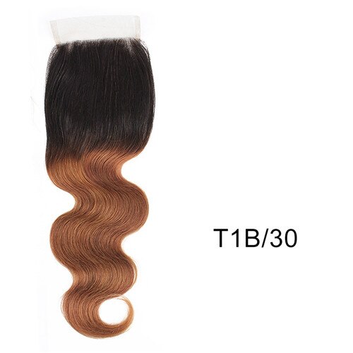 4x4 Lace Closure Body Wave Natural Color Dark Brown Highlight Honey Blonde Burgundy Indian Remy Human Hair Bobbi Collection