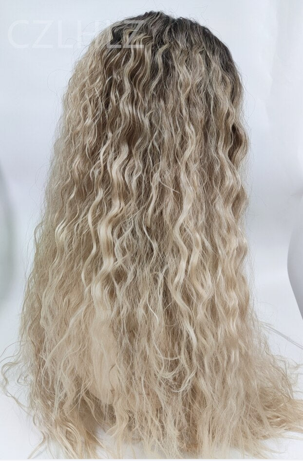 Women's Long Hair Wig Costume Party Wig Fashion Curly Wigs Blonde Ombre Synthetic Hair Long Curly Wavy Wigs Soft Natural Wigs