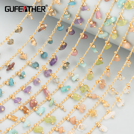 GUFEATHER C308,diy chain,nickel free,18k gold plated,copper,natural stone,diy bracelet necklace,jewelry making findings,1m/lot