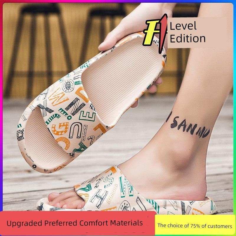 Summer Indoor Bath Sports Hard-Wearing Graffiti Slippers