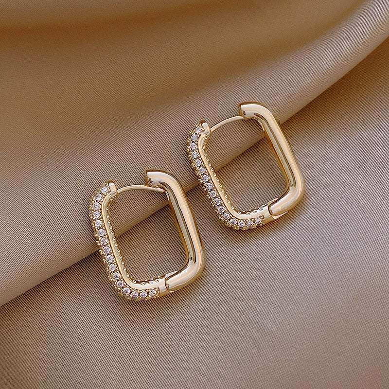 High Quality Cubic Zirconia Women Hoop Earrings Stylish Girl Accessories Party Daily Wearable Fashion Jewelry Gift
