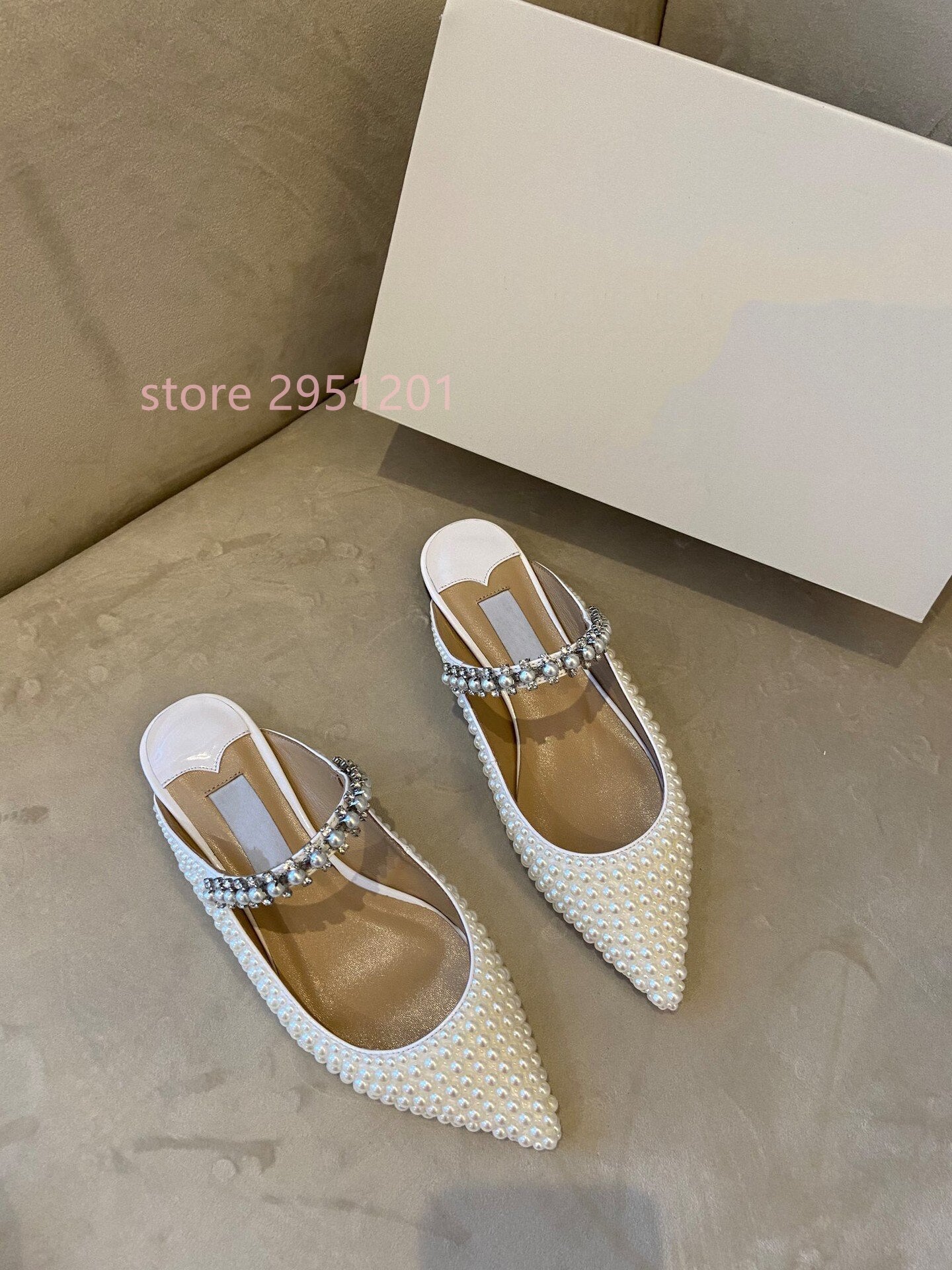 Pearl High Heel Sandals Women Deep Toe Rhinestone Diamond Thin High Heels Shoes Woman White Wedding Bride Heels