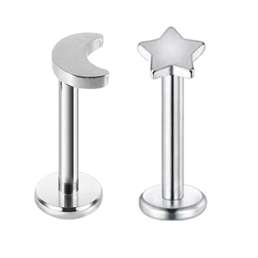 2PCS Surgical Steel Heart Ear Tragus Cartilage Piercing Mix Shape Labrets Lip Stud Ring Ball Lobe Earrings Body Piercing Jewelry