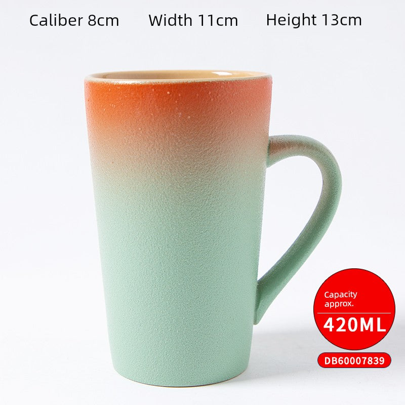 Cup Ceramic Mug with Cover Spoon Tea Cup Retro Domestic Coffee Cup Creative Personalized Trend Couple's Cups