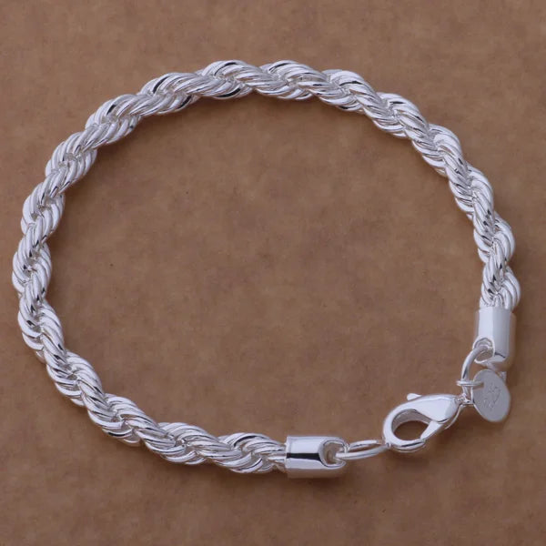 925 Sterling Silver Rose Flowe Bracelet Nice Snake Chain High Quality For Women Men Fashion Jewelry Wedding Engagement Party