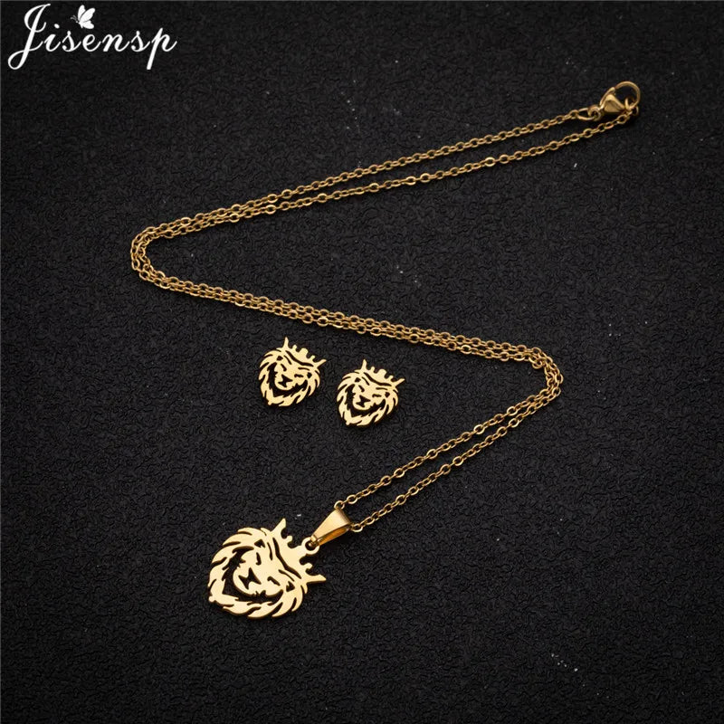 100% Cute Swallow Stainless Steel Pendents Necklaces for Women Small Lion Tiger Bee Snake Animal Earrings Stud Birthday Gifts